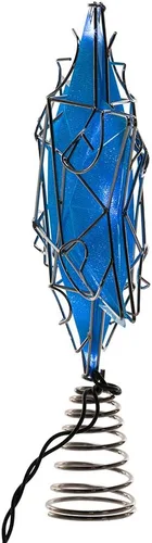 Vista 3 de Kurt Adler UL 10 Luz LED Estrella de Hanukkah Plateada y Azul con Efecto de Brillo para Árbol