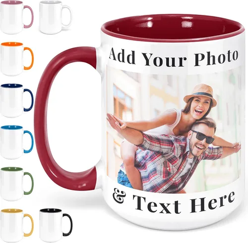 Vista 9 de Taza de café con foto personalizada, 11-15 onzas, taza personalizada con imagen, texto y nombre, regalos personalizados para novio, novia, mejor