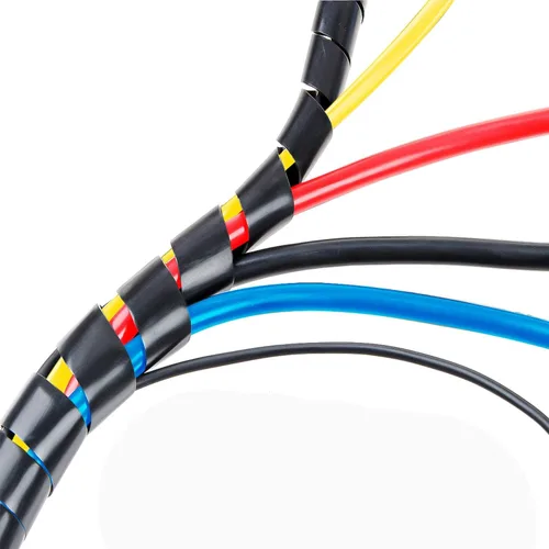 Vista 8 de 65 pies XHF 4mm (rango de envoltura: 1.5mm-10mm) Envoltura de cable en espiral para ordenador, manga organizadora de cables eléctricos, RoHS, negro