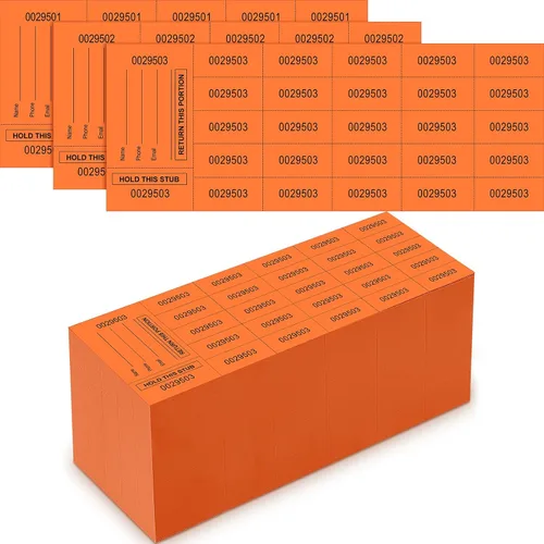 Vista 24 de Kosiz 1000 hojas 10 pujas Etiquetas de rifa para subastas chinas Fichas de rifa para recaudación de fondos Numeradas con nombre y número de teléfono