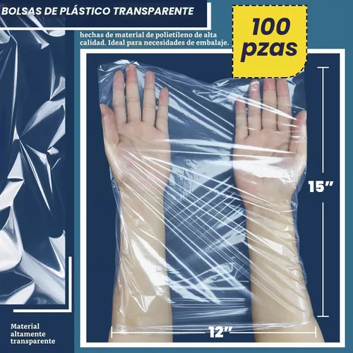 Vista 2 de WFPLUS Paquete de 100 bolsas de polietileno planas de plástico transparente de 1 mil, de 12 x 15 pulgadas, bolsas de mercancía para ropa