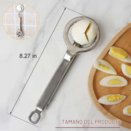 Vista 3 de Best Utensils - Cortador de huevos de acero inoxidable, divide huevos duros en 6 segmentos iguales en una sola acción