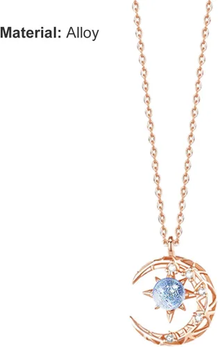 Vista 2 de shlutesoy Cadena de cuello ligera y fácil de combinar con aleación en forma de media luna para amigos