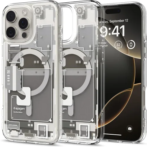 Vista 19 de Spigen Ultra Hybrid MagFit Impresión Digital Directa - Funda para iPhone 16 Pro [Diseño Personalizado][Compatible con Magsafe] - Analógica DDP