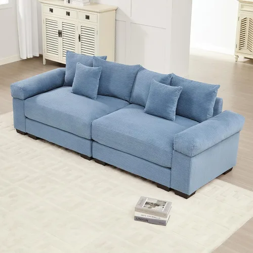 Vista 37 de ODUSE-DAILY Sofá modular de gran tamaño de 117.3 pulgadas, sofás modulares grandes de pana para sala de estar, sofás de 3 plazas, moderno juego