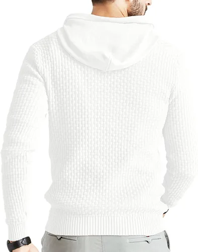 Vista 5 de Zaitun Sudadera con capucha para hombre, de manga larga, de punto sólido, suéter con capucha