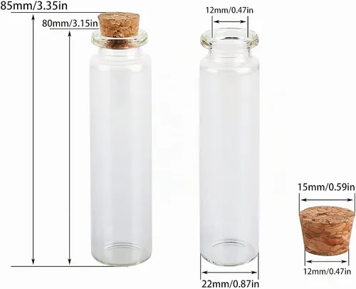 Vista 3 de MaxMau Botellas de vidrio pequeñas de 0.7 fl oz, pequeños frascos de vidrio, frascos con tapones de corcho, botellas de mensaje, botella de deseos