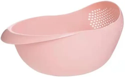 Vista 10 de Colador de plástico para arroz, colador de cocina, con asas, colador de arroz, colador, colador, utensilios de cocina (azul)