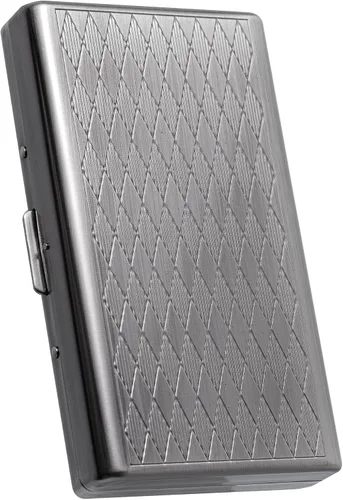 Vista 8 de Estuche Goshentech Retro de Metal en Forma de Rombos con Patrón Espacial, Capacidad para 14, Metal Chapado en Oro Rosa, Doble Cara, Estuche