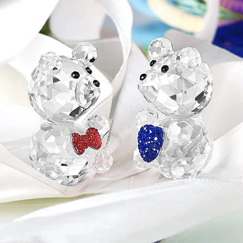 Vista 8 de H&D HYALINE & DORA Figuras de cristal hechas a mano para decoración del hogar, regalo de la colección de osos de cristal/perro