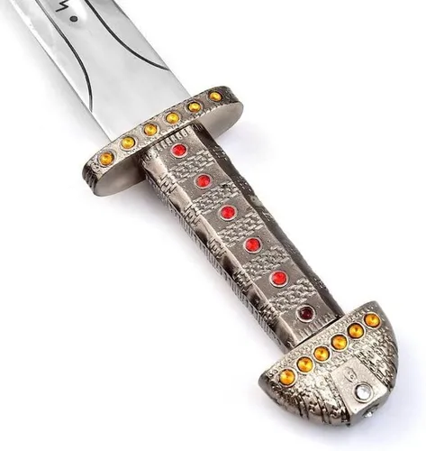Vista 8 de Espada vikinga hecha a mano Espada real de Ragnar Lothbrok acero al carbono, espiga completa, funda de cuero de guardia de latón Espada