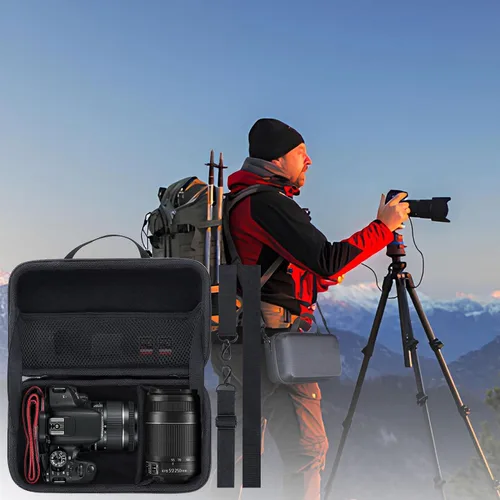 Vista 9 de Lebakort Funda de almacenamiento compatible con cámara Canon EOS Rebel T7 / T7i