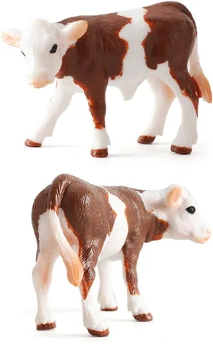 Vista 4 de Juego de figuras de modelo de vaca de granja realista, colección de figuras de vaca con cuidadores de granja, prados de granja, estatuas de vaca