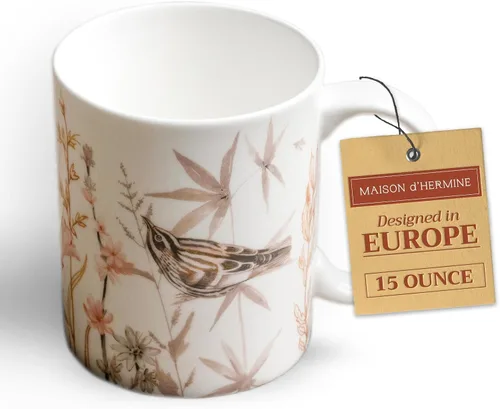 Vista 181 de Maison d' Hermine Taza de café con asas, tazas de porcelana fina de hueso, paquete de una taza de té para bebidas calientes, capuchino, latte
