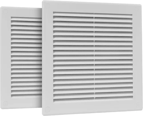 Vista 22 de Paquete de 2 cubiertas cuadradas de ventilación de aire de 4" x 4" (tamaño exterior) - Deflector de ventilación de plástico negro - Malla