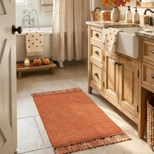 Vista 89 de Collive Alfombra de Baño Negra, 2' x 3' Tejida a Mano Lavable Alfombras Pequeñas de Cocina, Alfombra de Entrada Reversible de Algodón Alfombra
