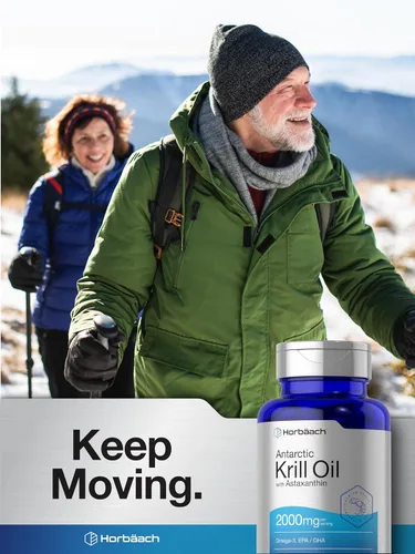 Vista 12 de Horbäach Aceite de Krill Antártico 2000mg 60 cápsulas de cápsulas blandas Suplemento Omega-3, EPA, DHA con astaxantina Sin OMG, sin gluten