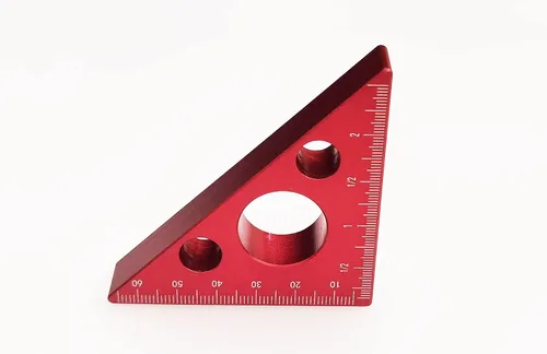 Vista 4 de Regla triangular para carpintería de aleación de aluminio Herramientas de medición métricas de 45 grados, cuadrados de carpintería, herramientas