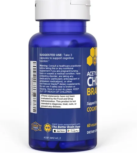 Vista 5 de Natural Stacks - Alimento cerebral de acetilcolina con colina Alpha GPC - Ayuda a limpiar la niebla cerebral, mejora el impulso mental y el estado