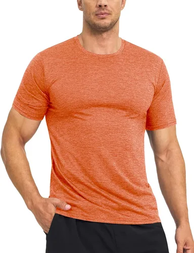 Vista 2 de MAGCOMSEN Camiseta de entrenamiento Dry Fit para hombre, absorbe la humedad, manga corta, gimnasio, atletismo, correr, casual