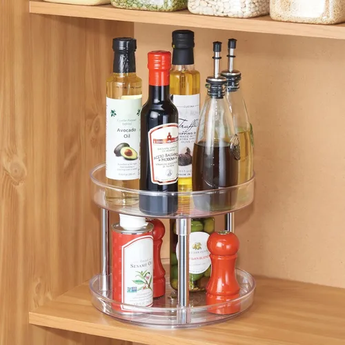 Vista 8 de mDesign - Plato giratorio de 2 niveles para almacenamiento de alimentos, 9.0 in, redondo