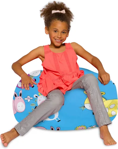 Vista 24 de Posh Beanbags - Sillón puff XL, 48 pulgadas, tela de lona para colorear - Mundo divertido Azul Rey Sólido
