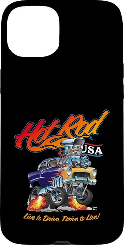 Vista 9 de Hotrod USA Design Classic Retro Muscle Car Dragster Cartoon Case for iPhone 17