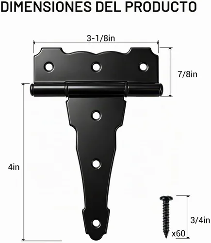 Vista 2 de HOME MASTER HARDWARE Bisagras de puerta resistentes de 4 pulgadas, bisagras Negro