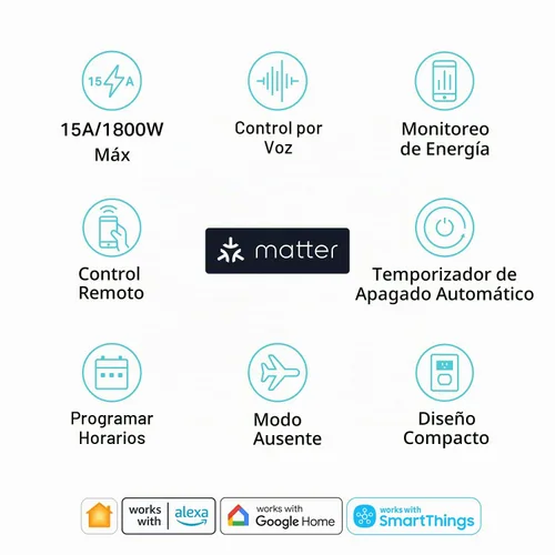 Vista 2 de Kasa Smart Enchufe inteligente, compatible con Matter, monitoreo de energía, diseño compacto, 15A/1800W máx., configuración súper fácil, funciona