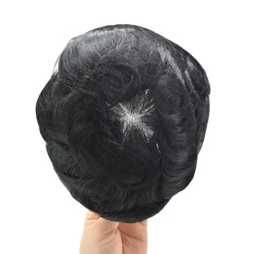 Vista 4 de FACE MIRACLE Completo French Lace Mens Toupee All Lace Hairpiece Natural Hair System Replacement