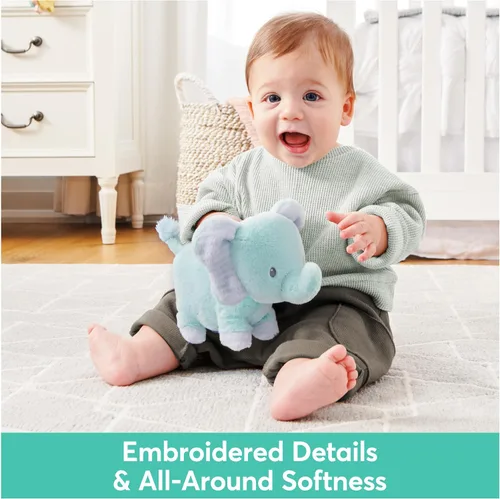 Vista 5 de GUND Baby Safari Friends Collection - Elefante de peluche con campanilla, juguete sensorial para bebés y recién nacidos, color verde azulado, 7