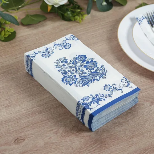 Vista 10 de Efavormart - Paquete de 20 servilletas de papel con estampado de hojas de eucalipto verde con una textura suave de 2 capas absorbente para bodas