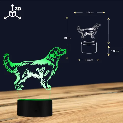 Vista 8 de The Geeky Days 3D Golden Retriever Perro LED Luz de Noche Lámpara de Escritorio para Mascotas Iluminación Decorativa Cachorro Luz Soñoliento Perro