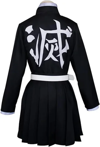 Vista 5 de Kanroji Mitsuri - Disfraz de cosplay de uniforme Kanroji, conjunto completo de Halloween para mujeres (Kanroji, L)