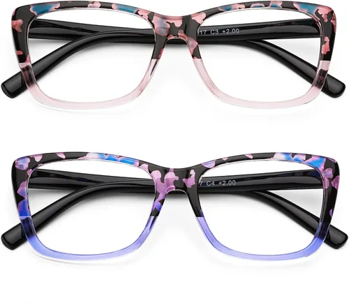 Vista 10 de Gafas de lectura de diseño elegante para mujer, gafas de moda y elegantes para computadora con bloqueo de luz azul, antirreflejos/fatiga ocular, 0.0