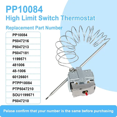 Vista 3 de PP10084 Interruptor de freidora de termostato de límite alto compatible con freidora Pitco, rosca de 1/4 de pulgada Mpt Stuff, 450°F/230°C Hi Limit