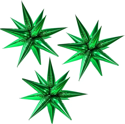 Vista 21 de 3 globos de aluminio con forma de estrella de explosión 3D de 26 pulgadas, globos de aluminio negro con forma de cono de estrella para cumpleaños