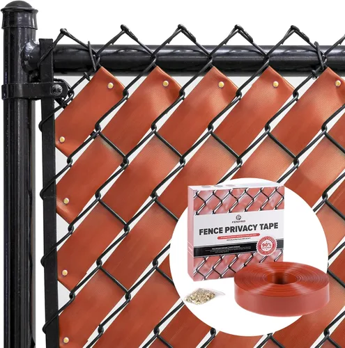Vista 8 de Cinta de privacidad para valla de eslabones de cadena (madera roja)