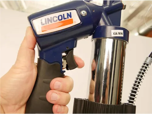 Vista 4 de Pistola de grasa Lincoln para lubricación, con soporte y acoplado, Pistola, Gris