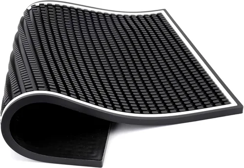 Vista 3 de Jucoan Paquete de 3 tapetes de goma para barra de 18 x 12 pulgadas, tapete de goma de 0.4 pulgadas de grosor, tapetes antideslizantes para bebidas