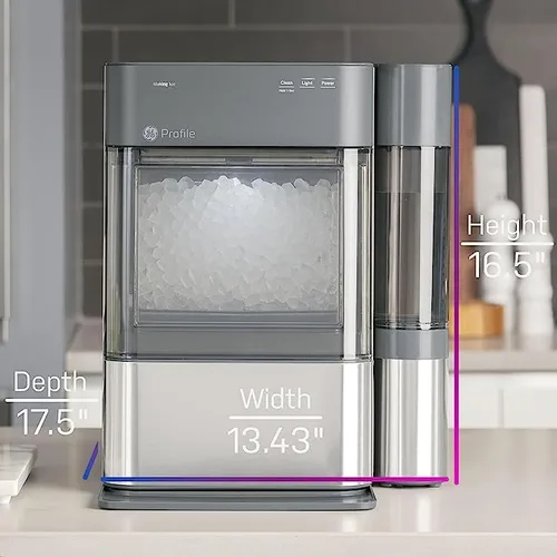 Vista 5 de GE Opal 2.0 - Máquina de hielo para encimera con conectividad WiFi, paquete de acero inoxidable con kit de limpieza