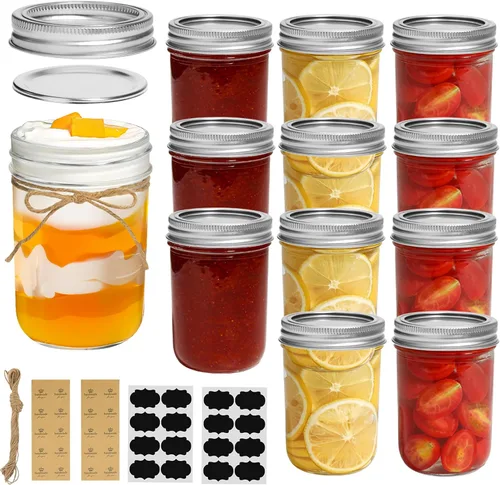 Vista 16 de ComSaf Frascos Mason Pequeños de 2 oz, 48 Piezas Mini Contenedores Mason, Frascos Pequeños para Conservas, Mini Frasco de Vidrio con Tapas