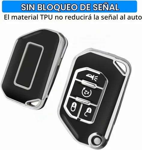 Vista 5 de QBUC Funda para llavero Jeep con llavero (negro)