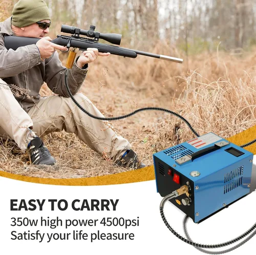 Vista 9 de Compresor de aire PCP 4500Psi/30Mpa sin agua/aceite PCP bomba de aire, compresor automotriz de 12 V CC 110 V CA PCP pistola de aire con convertidor