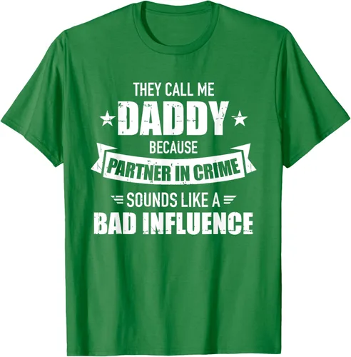 Vista 3 de Call me dad partner in crime bad influence camiseta divertida regalo papá, Negro, S
