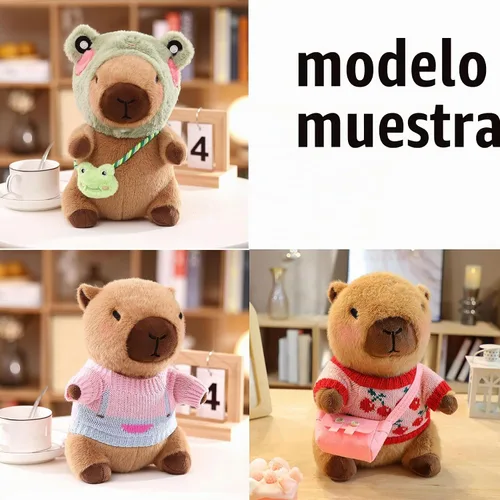 Vista 2 de 2 Peluches de Capibara con 13 piezas de ropa y accesorios, juguetes de peluche de animales rellenos para vestir capibara, lindos peluches de 10.2