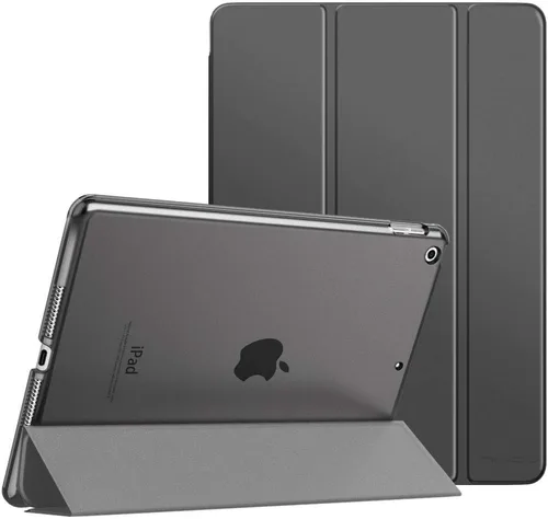 Vista 13 de MoKo - Funda compatible con iPad 2019, fina, ligera, inteligente, carcasa, cubierta de soporte con protector trasero traslúcido esmerilado 1-Oro Rosa