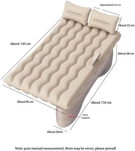 Vista 8 de Colchón de aire portátil para asiento trasero, cama de campamento flocada de doble cara, accesorios de colchón inflable para dormir para viajes