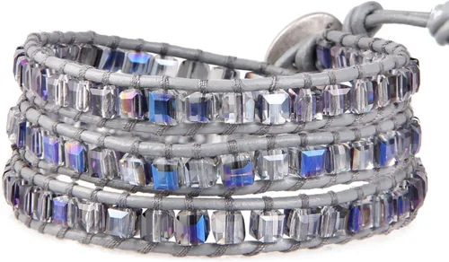 Vista 6 de KELITCH Skull 3 Wrap Leather Bracelet Punk Beaded Bracelets Stackable Gothic Bangle Bracelets
