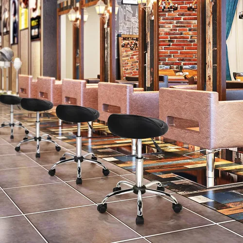 Vista 2 de Yaheetech - Silla de salón giratoria con ruedas ajustables en altura, con respaldo hidráulico ergonómico, para tatuajes, masajes faciales, manicura